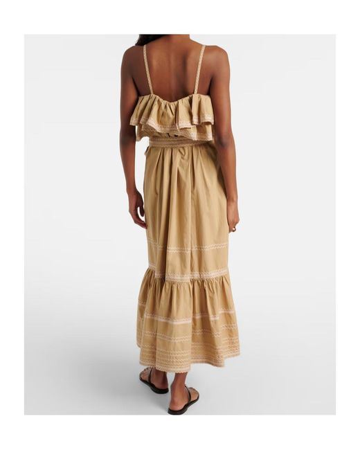 Ulla Johnson Metallic Lucian Ruffled Cotton Midi Dress