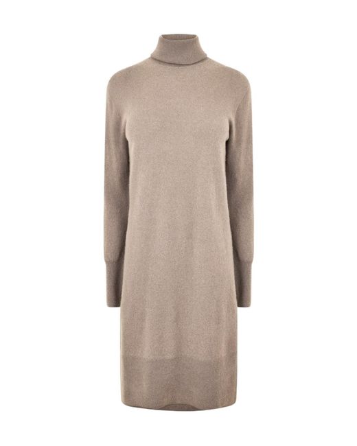 Joseph Brown High-Neck Long-Sleeved Dress