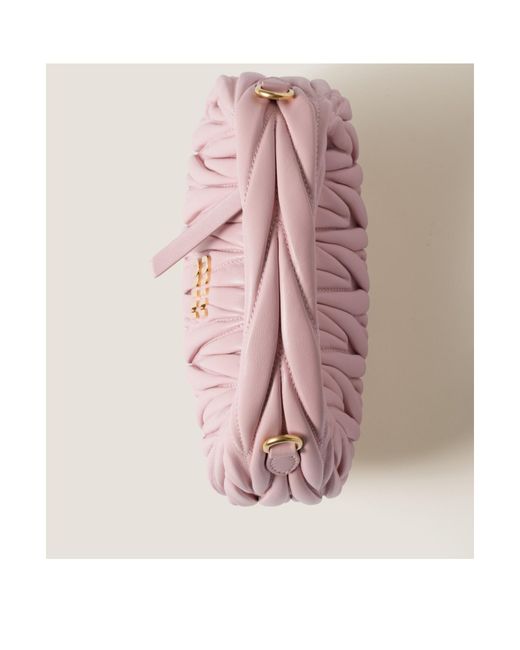 Miu Miu Pink Wander Matelassé Nappa Leather Hobo Mini-Bag