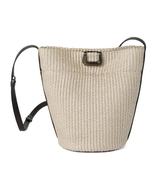 Brunello Cucinelli White Sartorial Small Bucket Bag