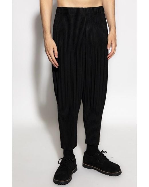 Homme Plissé Issey Miyake Black Homme Plissé Issey Miyake Cropped Pleated Trousers for men