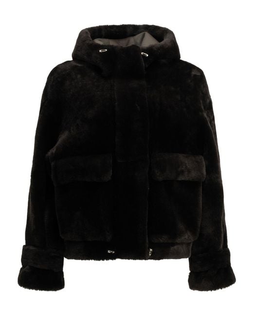 Blancha Black Hooded Fur Jacket