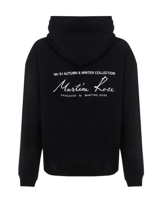 Martine Rose Black Logo Printed Drawstring Hoodie for men