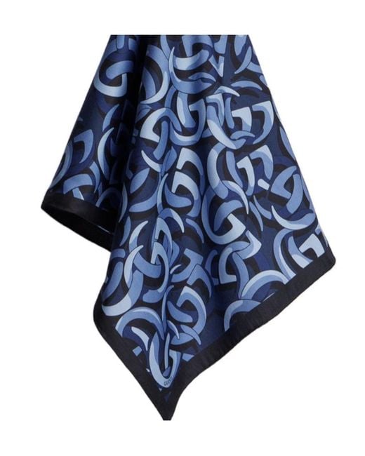 Gucci Blue Printed Silk Pocket Square for men