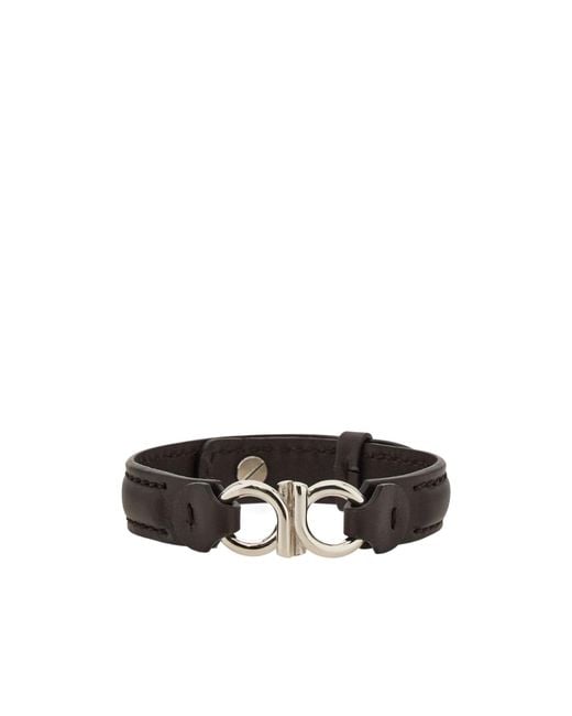Ferragamo White Ferragamo Double Gancini Bracelet for men