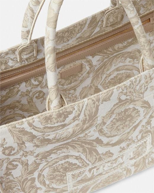 Versace Natural Athena Logo Embroidered Tote Bag