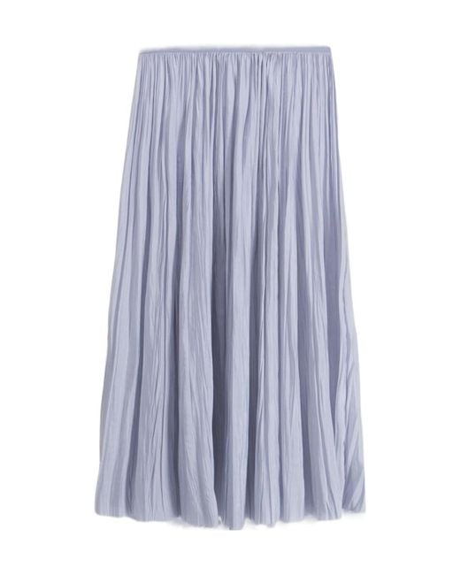 Roberto Collina Blue Pleated Midi Skirt