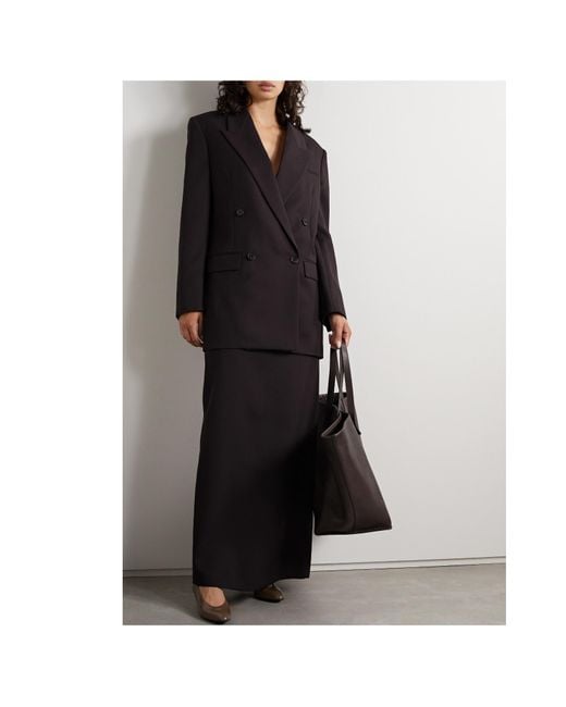 The Row Black Myriam Double-Breasted Wool Suit Jacket