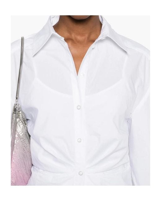 ROTATE BIRGER CHRISTENSEN White Long-Sleeved Shirt Dress