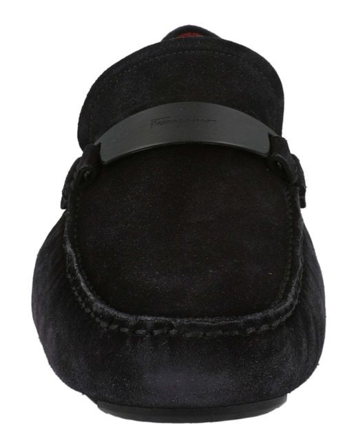 Ferragamo Black Ferragamo Round-Toe Slip-On Loafers for men