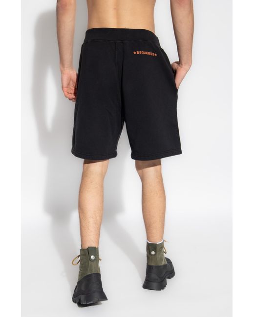 DSquared² Black Logo Printed Shorts for men