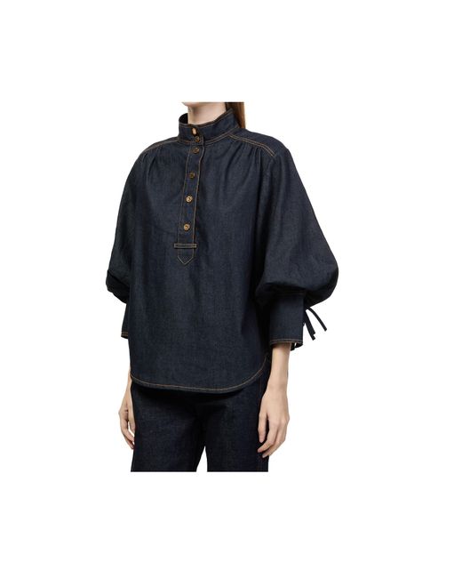 Zimmermann Blue Billowing Denim Shirt