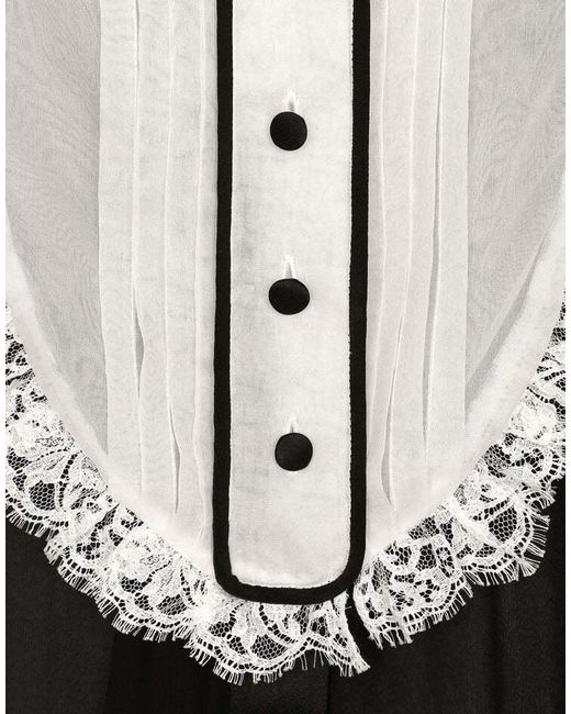 Dolce & Gabbana Black Ruffle Detailed Chiffon Shirt