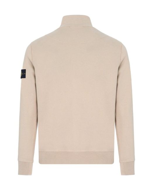 Stone Island Natural Logo Patch Quarter-Zip Sweatshirt for men