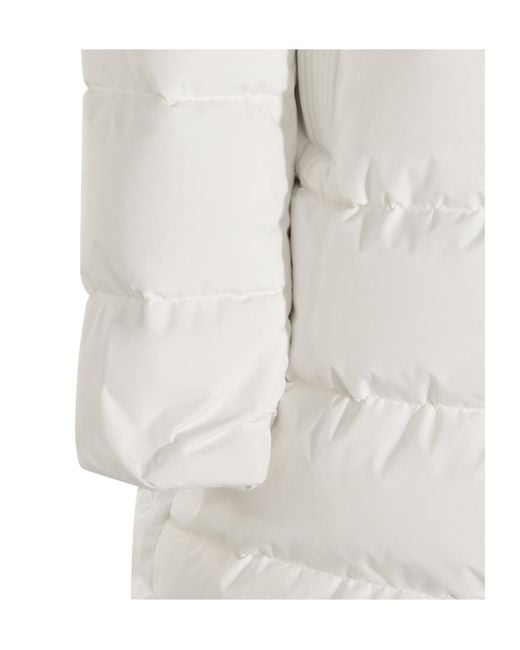 Moorer White Hooded Quilted Coat