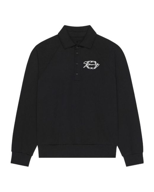 Givenchy Black Embroidered-Logo Polo Shirt for men