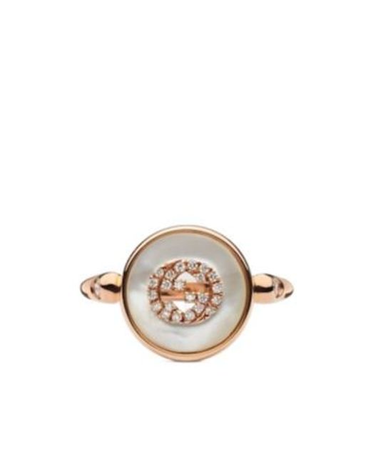 Gucci Metallic Interlocking 18K Diamond Ring