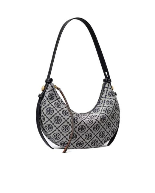 Tory Burch Gray T Monogram Romy Half Moon Bag