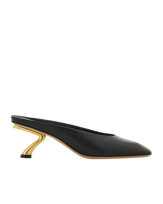 Ferragamo Black Ferragamo S-Shaped Heeled Mules