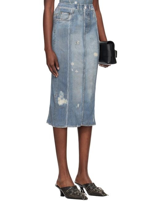 Acne Blue Denim Midi Skirt