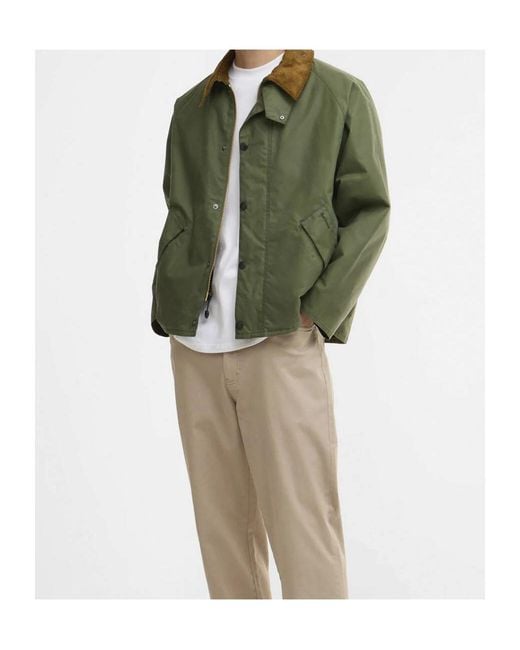 Barbour Green Corduroy Collar Buttoned Jacket for men