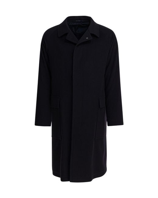 Tagliatore Black Wool-Blend Single-Breasted Coat for men