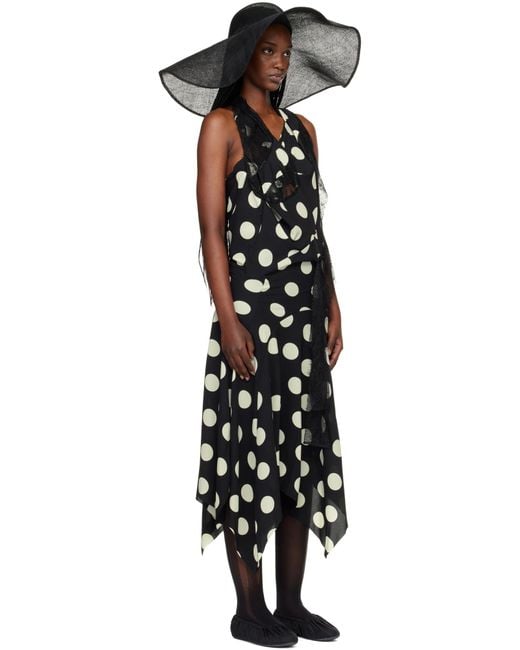 Junya Watanabe Black Polka Dot Printed Halterneck Dress