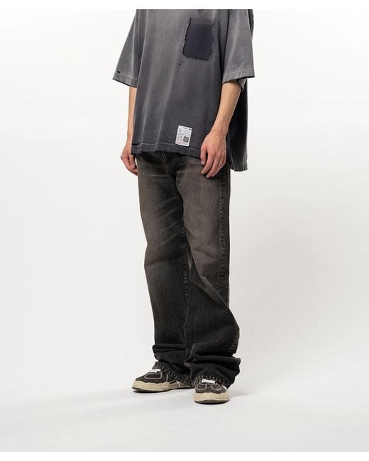 Maison Mihara Yasuhiro Black Patch-Detail Whiskered Jeans for men