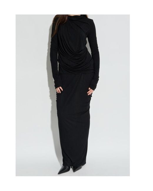 Entire studios Black Draped Midi Skirt