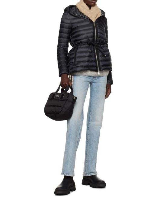 Moncler White Logo Patch Brushed Fringed Scarf