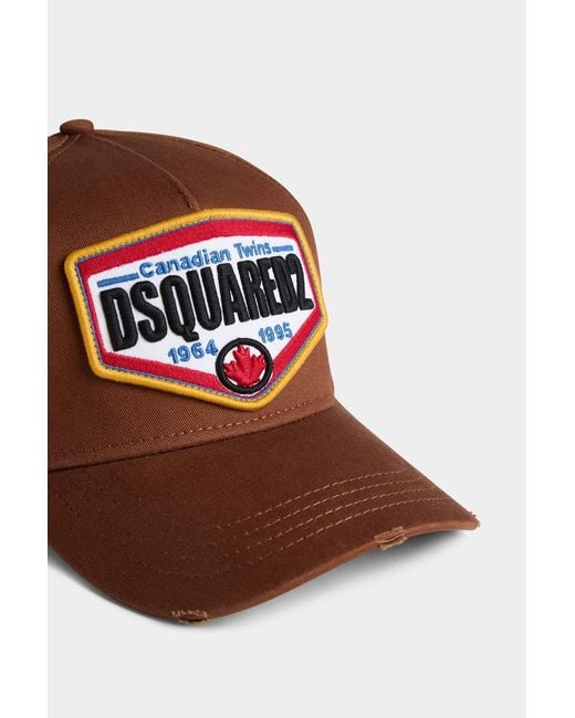 DSquared² Red Logo Patch Baseball Cap for men