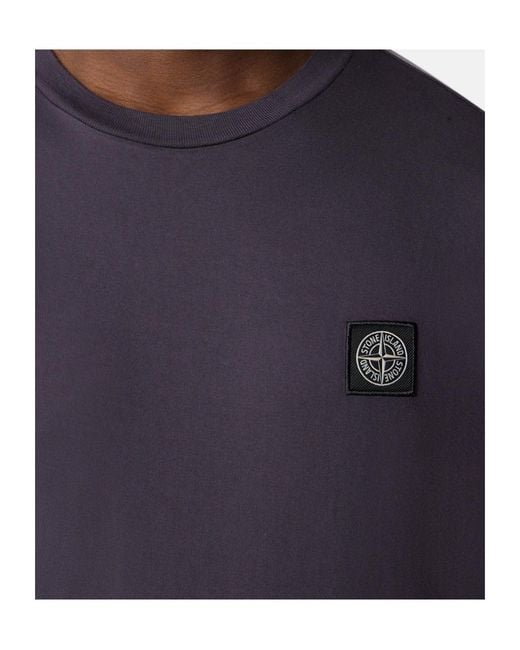 Stone Island Blue Logo Patch Crewneck T-Shirt for men