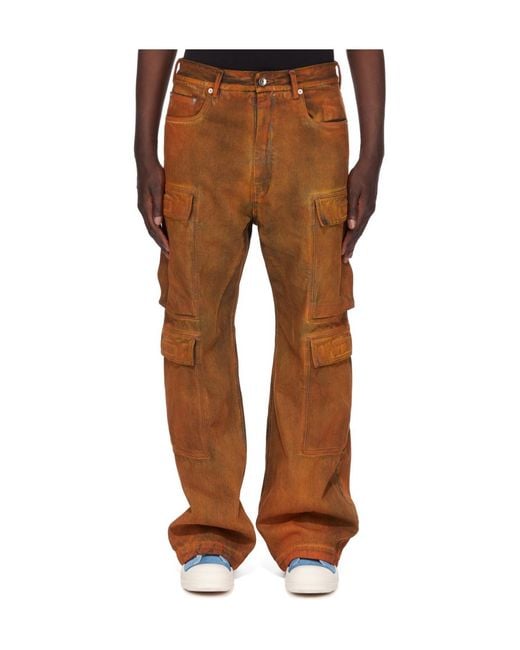 Rick Owens Brown Hollywood Double Cargo Jeans for men