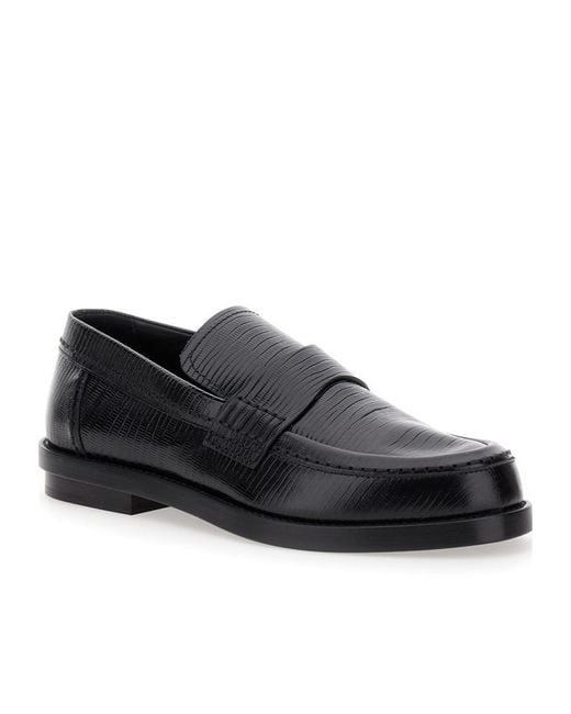 McQueen Black Embossed Slip-On Loafers for men