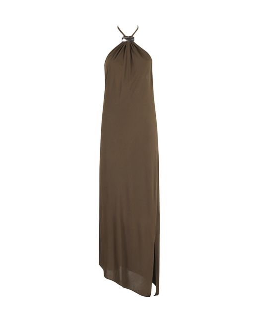The Attico Brown Halter Neck Dress
