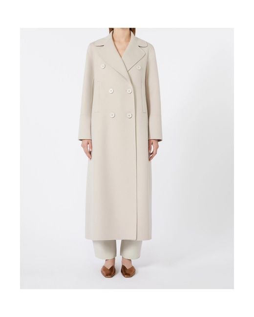 Max Mara White 'S Custodi Double Breasted Coat