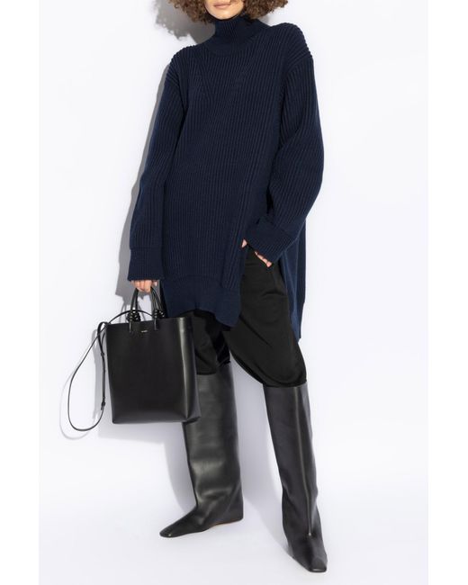 Jil Sander Blue Roll-Neck Knitted Jumper