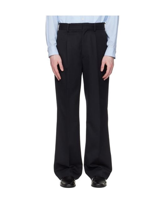 Ssstein Black Wool Straight Leg Casual Pants for men