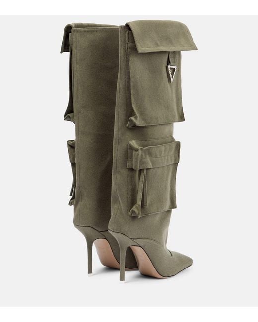 The Attico Green Sienna Canvas Knee-High Boots