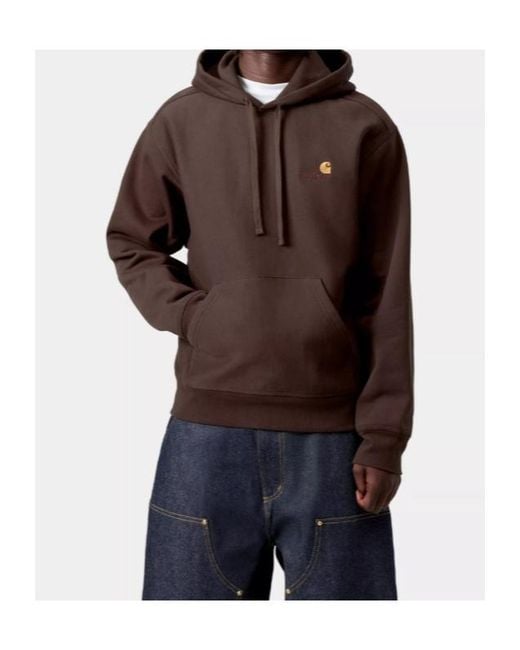 Carhartt Brown Hooded American Script Sweatshirt for men