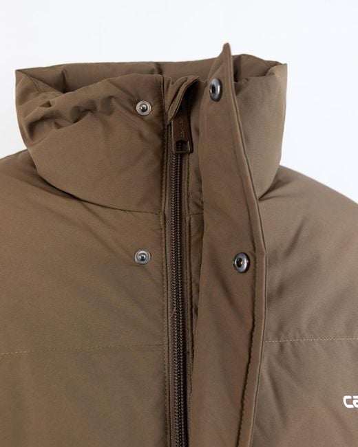 Carhartt Brown Logo Embroidered High-Neck Padded Jacket for men