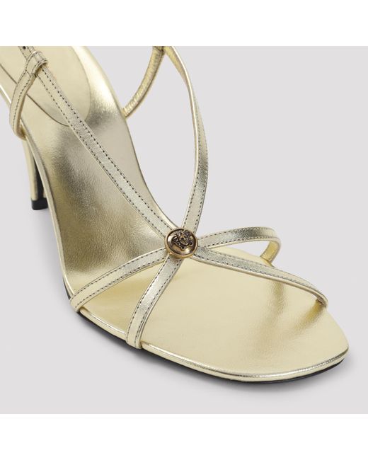 Versace Metallic Square-Toe High-Heeled Sandals
