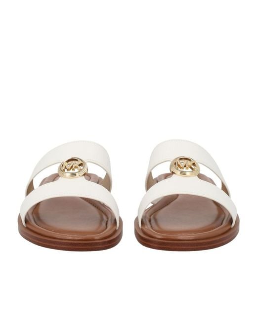 Michael Kors Brown Michael Logo Plaque Slip-On Slides