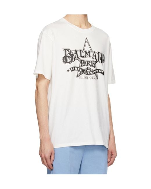 Balmain White Star T-Shirt for men