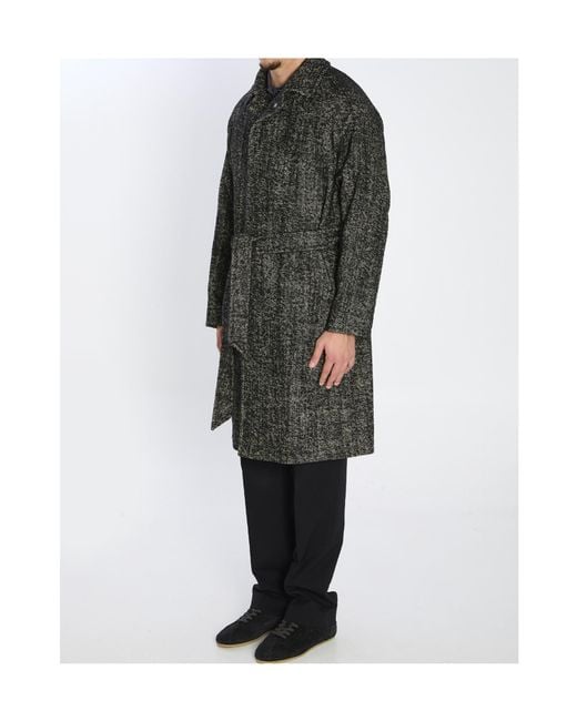 Tagliatore Green Salomon Diagonal-Pattern Midi Coat for men