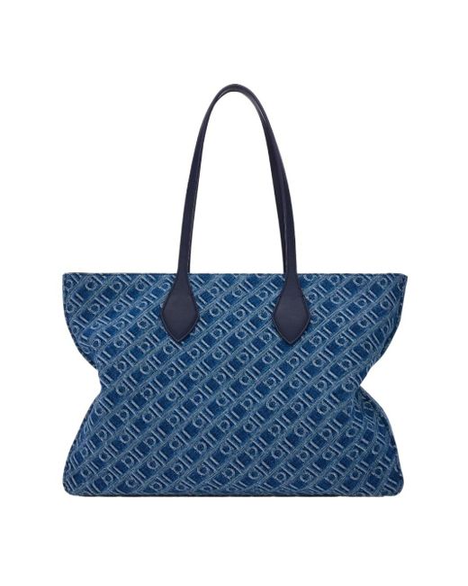 Ferragamo Blue Ferragamo Monogram Tote Bag (L)