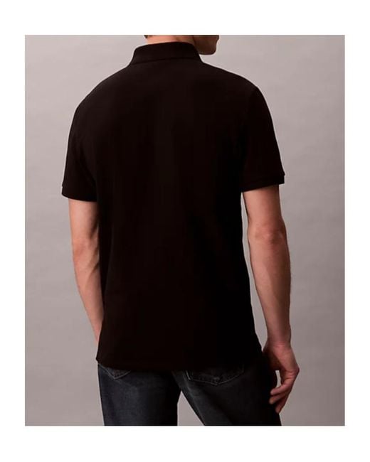 Calvin Klein Black Cotton Pique Classic Polo Shirt for men