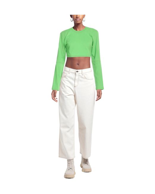 Jacquemus Green Solid Color Crop Tops