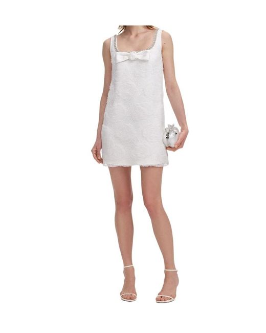 Self-Portrait White Square-Neck Sleeveless Mini Dress