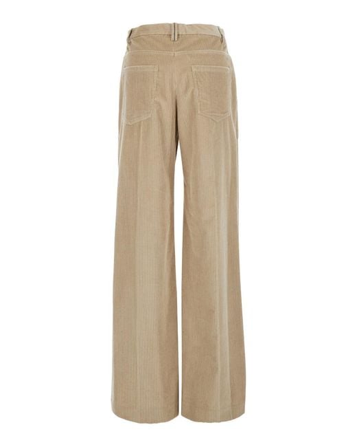 Brunello Cucinelli Natural Monili Detailed Straight Leg Trousers
